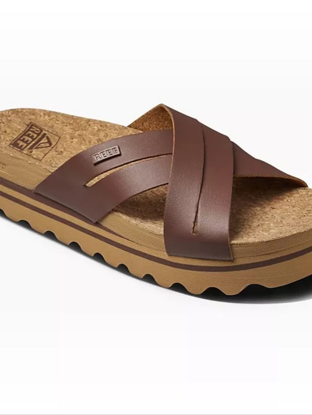 Reef Brown Crossband Cork Footbed Slide Sandal
